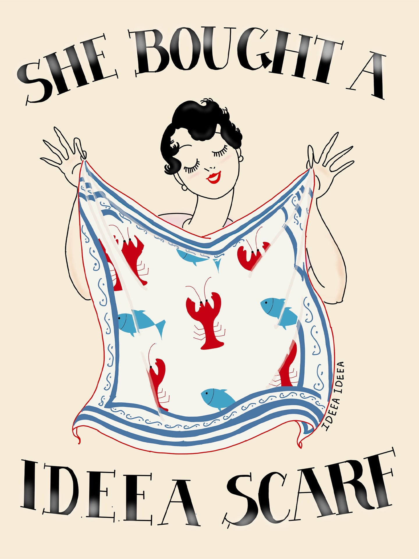 [Sea Friends] Scarves - Oriental Porcelain Blue Red