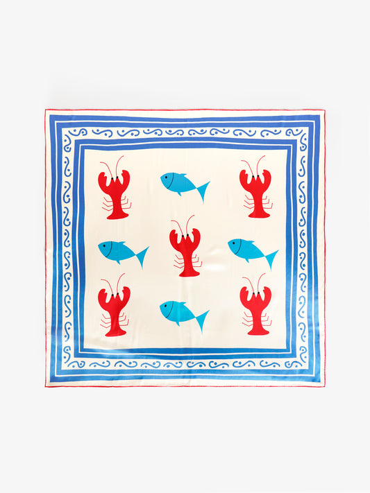 [Sea Friends] Scarves - Oriental Porcelain Blue Red