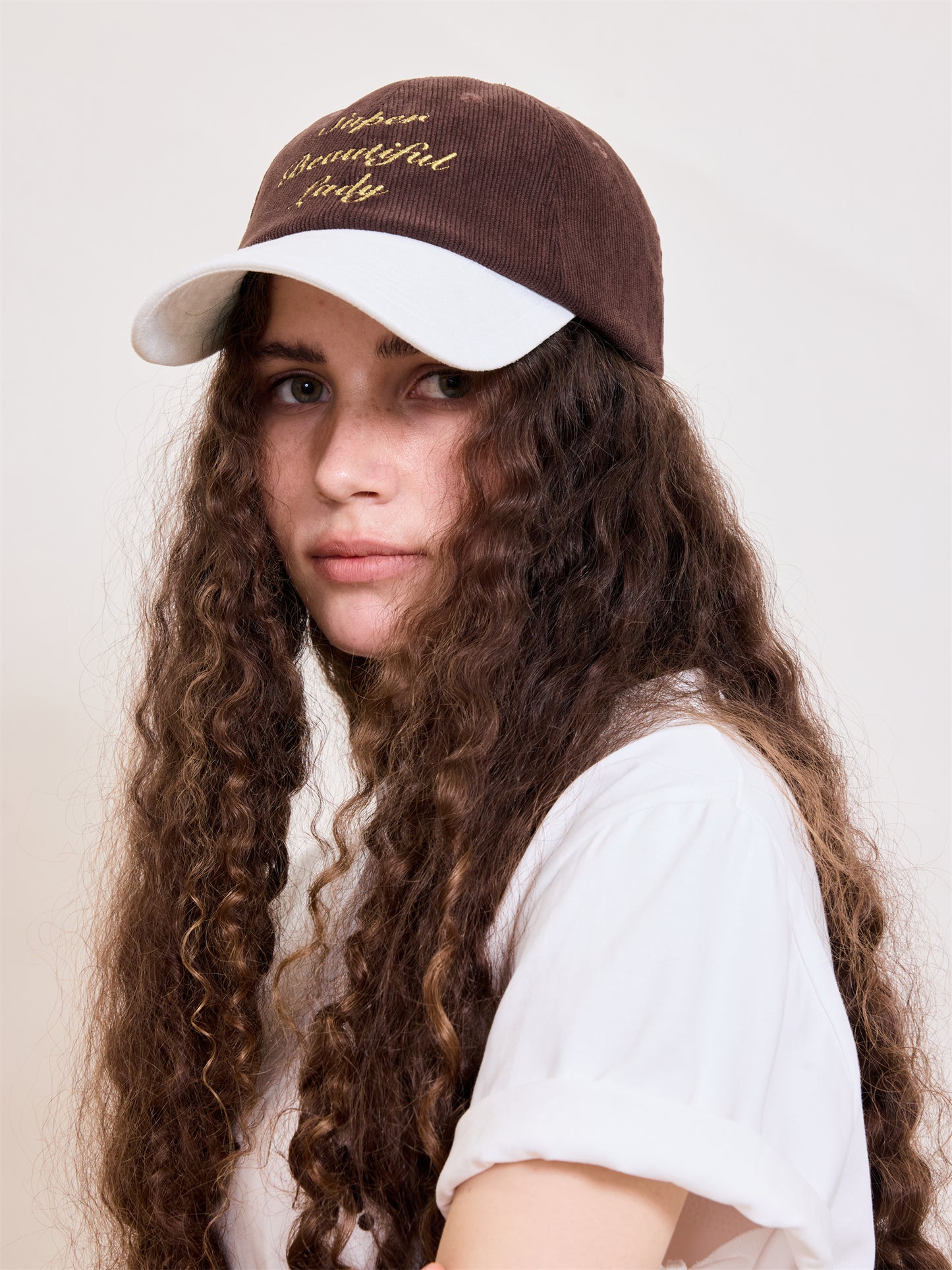 [Super Beautiful Lady] Cap - brown & white