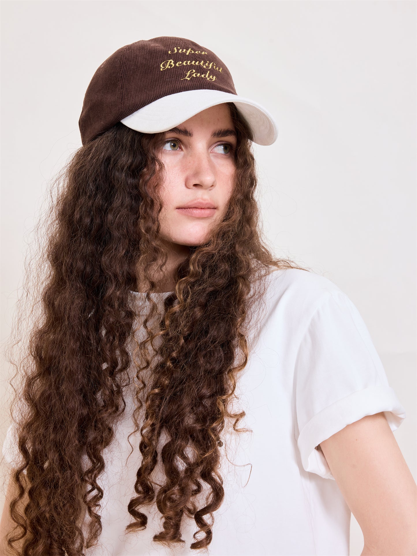 [Super Beautiful Lady] Cap - brown & white