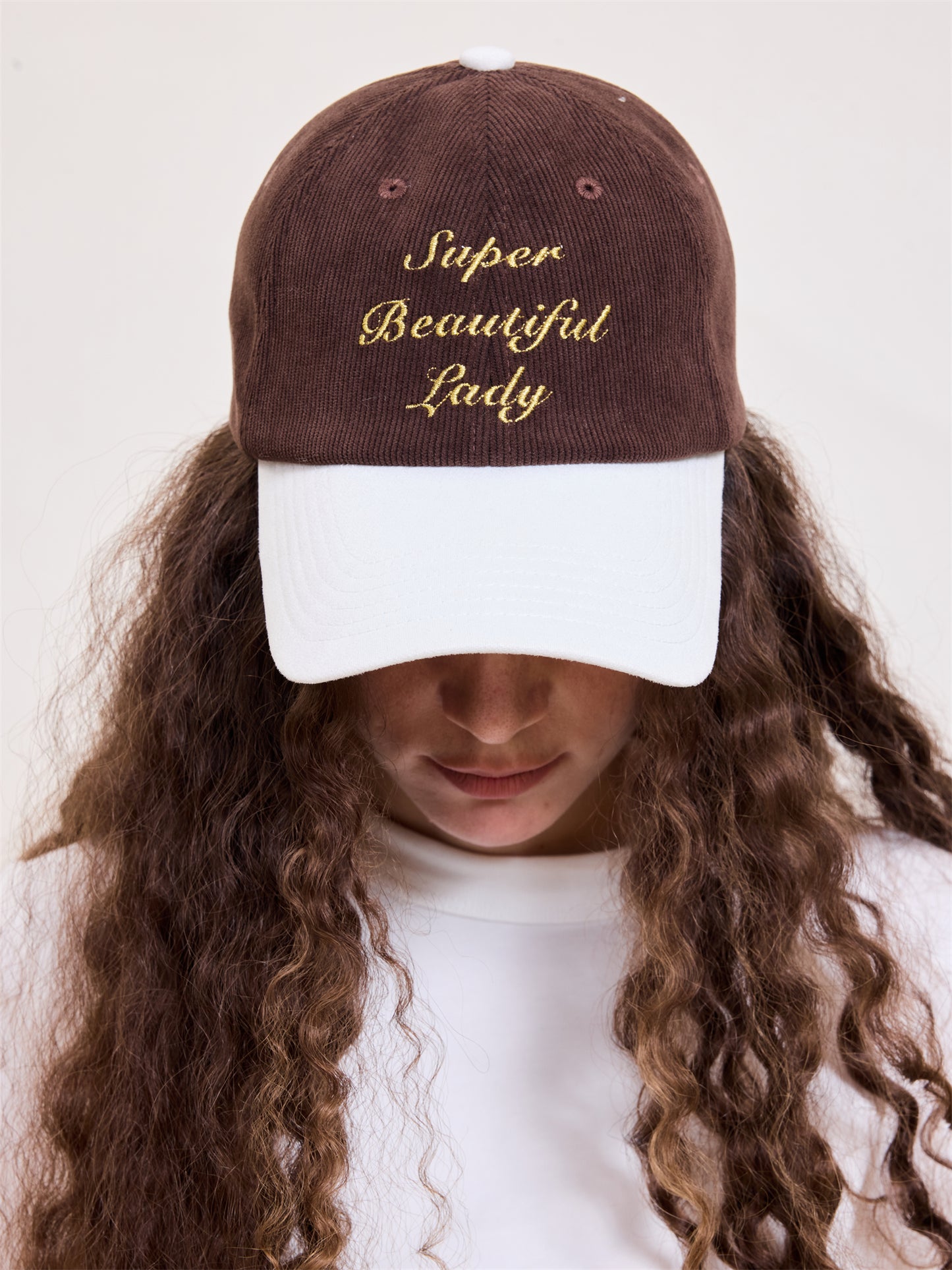 [Super Beautiful Lady] Cap - brown & white