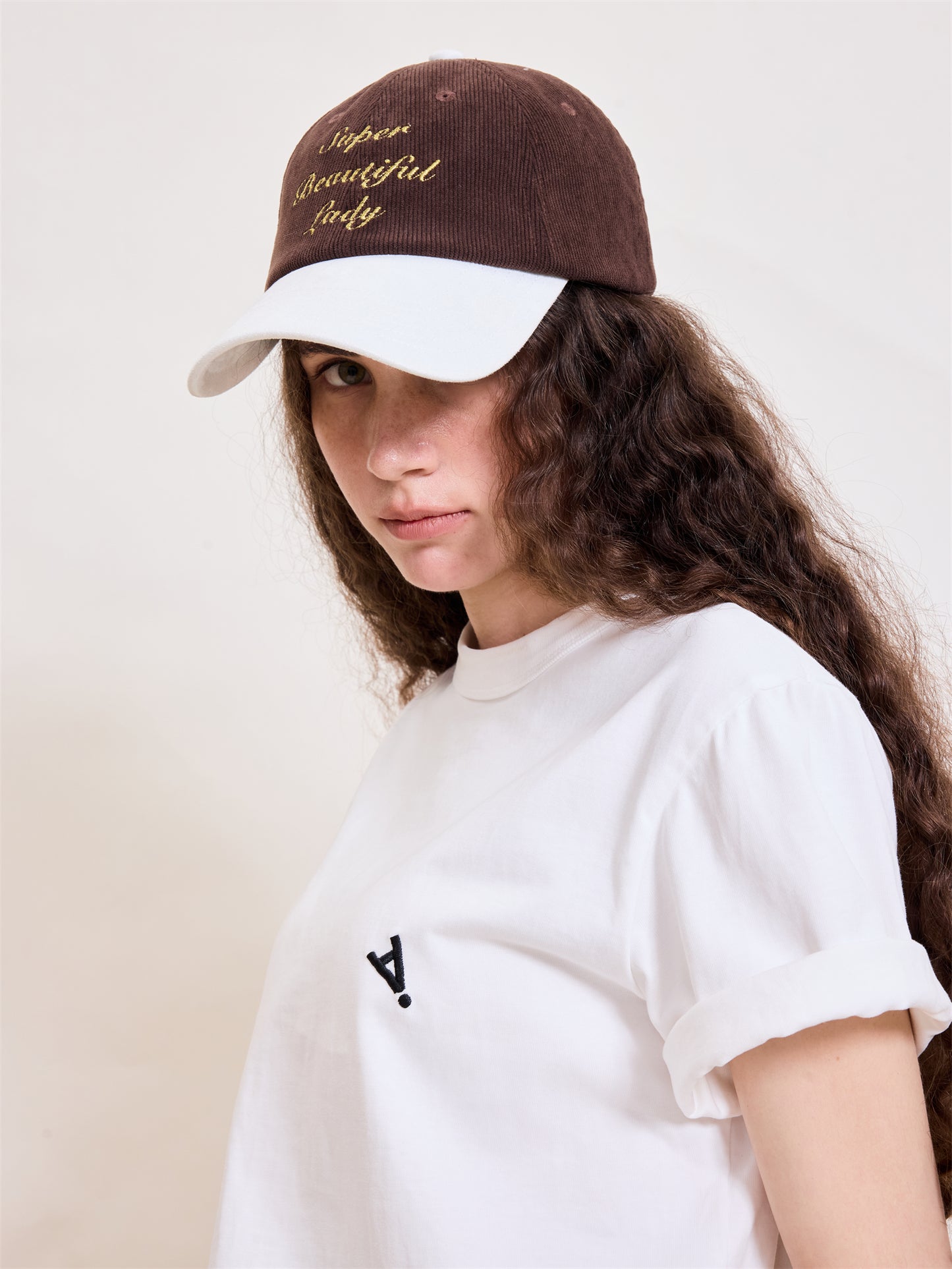 [Super Beautiful Lady] Cap - brown & white