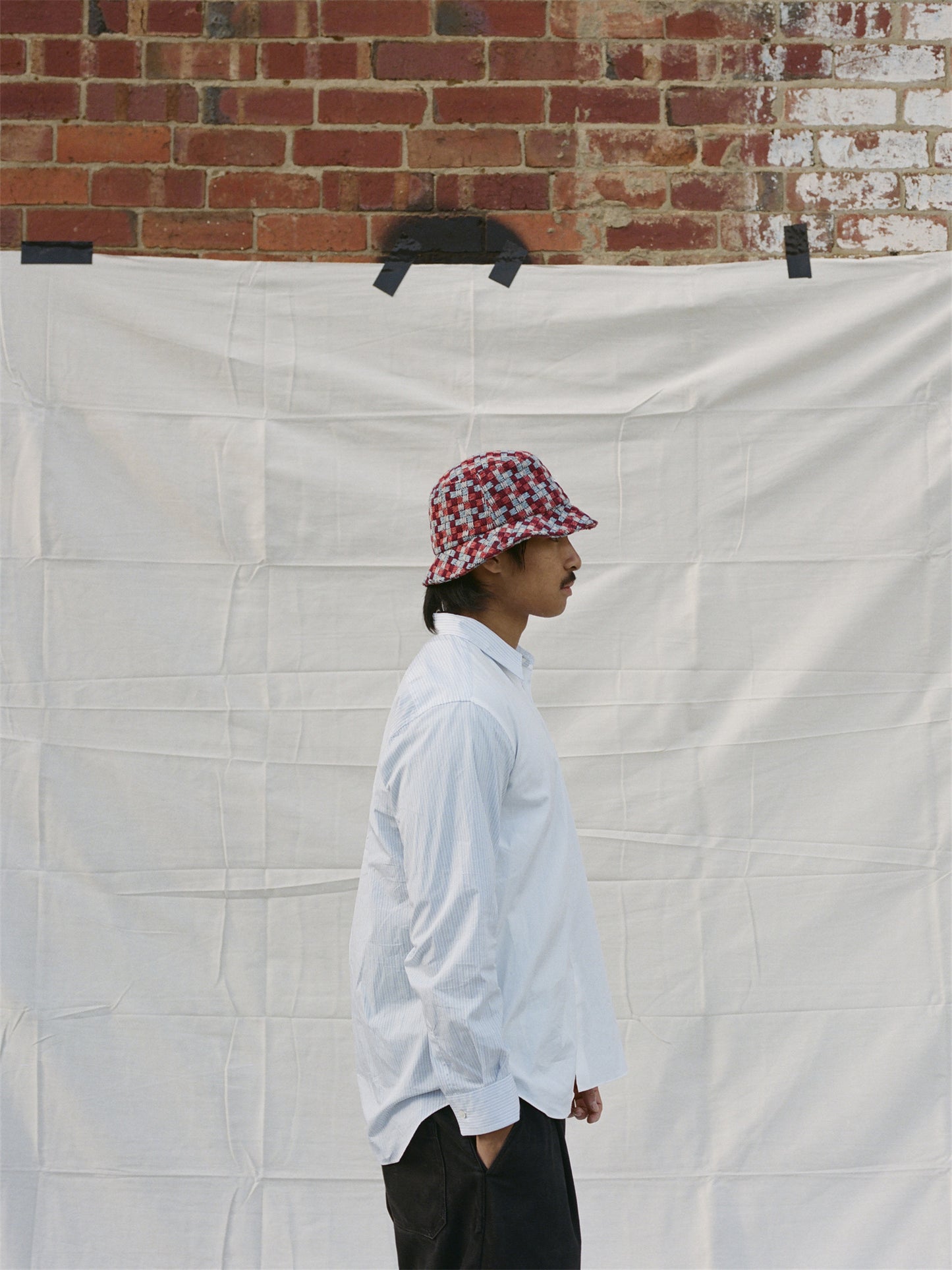 [Formula A] Bucket hat - Red & Blue Tartan