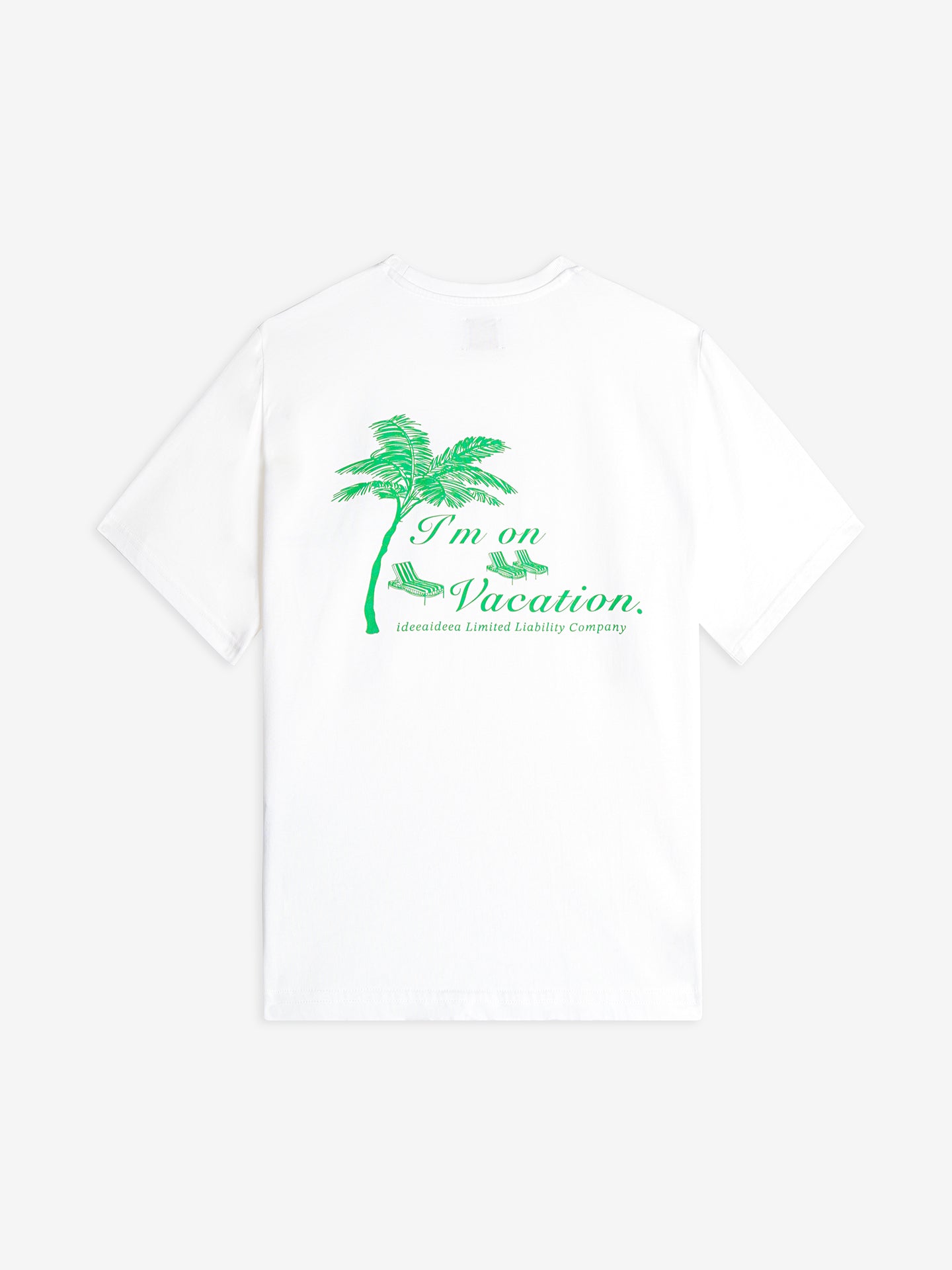 [I'm on vacation] Tee - Ivory/green