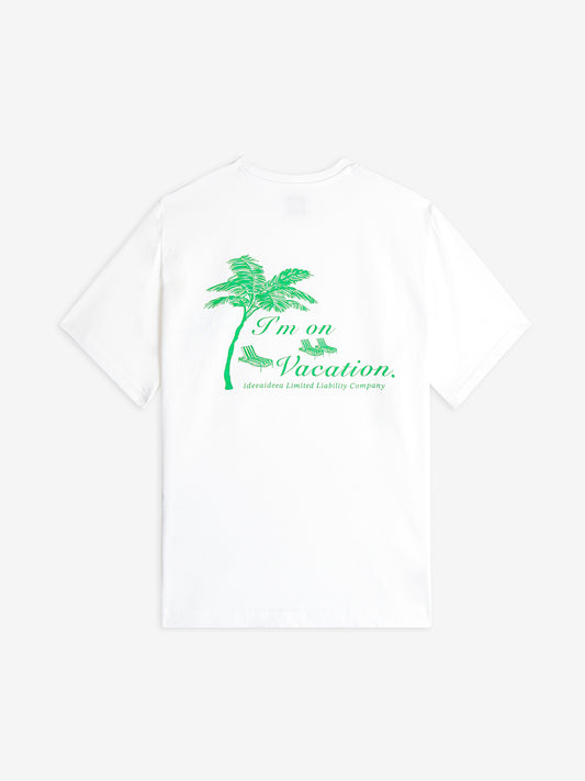 [I'm on vacation] Tee - Ivory/green